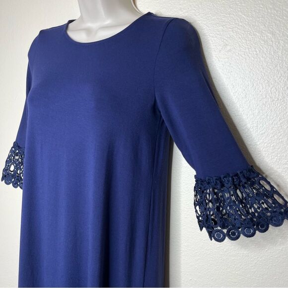 Lilly Pulitzer Ophelia Dress True Navy Flutter Bell Crochet Lace Sleeve Women XS - Picture 5 of 14
